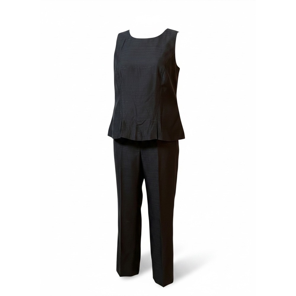 Vintage All That Jazz Black 2 Pc Pant Suit Juniors 7/8 Rayon USA Career